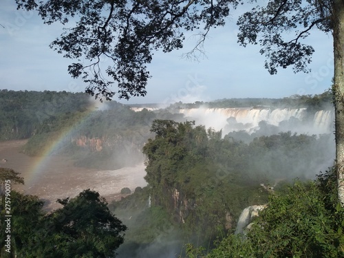 river in the morning rainbow