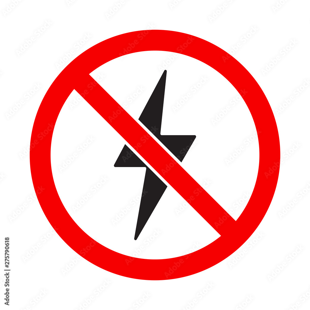 No lightning icon. Prohibited sign, symbol, illustration No lightning icon. Prohibited sign, symbol, illustration