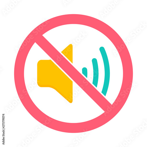 No sound icon, prohibited and silence, no noise sign. Sound on off icon vector, Volume, Mute button. Speaker sign. Audio waves.