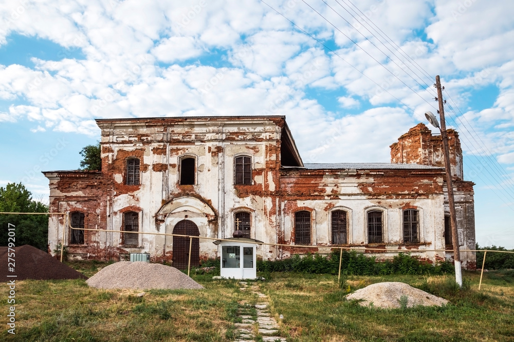 Saratov. Historical building in the Volga region of Russia 19th century 1872 year. A series of photographs of an old abandoned church of the Church of St. Michael the Archangel in the village of Loch