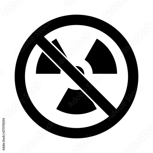 Prohibition of radiation. No Radiation icon on white background. No nuclear radiation prohibition sign icon