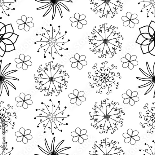 Abstract floral pattern isolated on white. Cute illustrations for stickers  labels  tags  scrapbooking. Could be used as  wallpaper  textile  wrapping paper or background. Hand Drawn