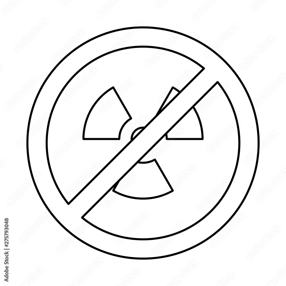 Prohibition of radiation. No Radiation icon on white background. No nuclear radiation prohibition sign icon Prohibition of radiation. No Radiation icon on white background. No nuclear radiation prohibition sign icon