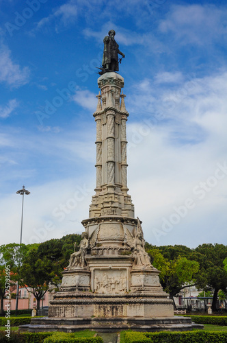Statue of Vasco da Gama in Lisbon  Portugal. Jardim de Bel  m near the Jer  nimos Monastery