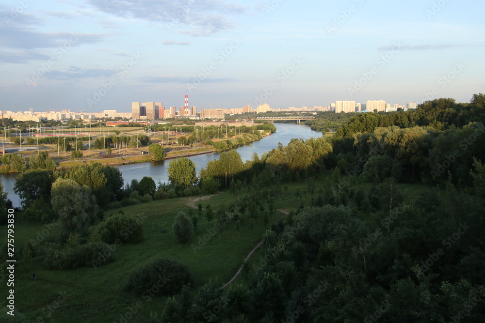 Moscow city, river, hill
