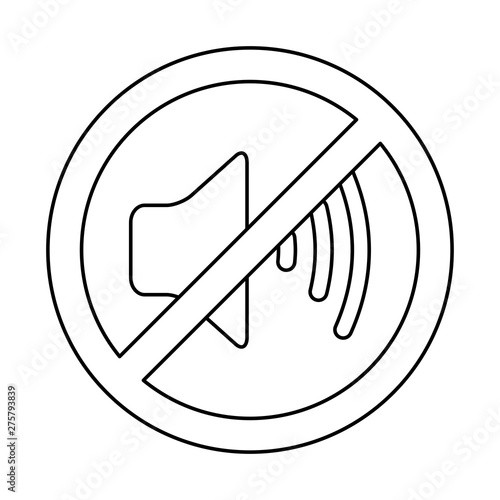 No sound icon, prohibited and silence, no noise sign. Sound on off icon vector, Volume, Mute button. Speaker sign. Audio waves.