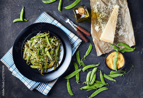 crispy Parmesan and polenta breaded Snap Peas photo