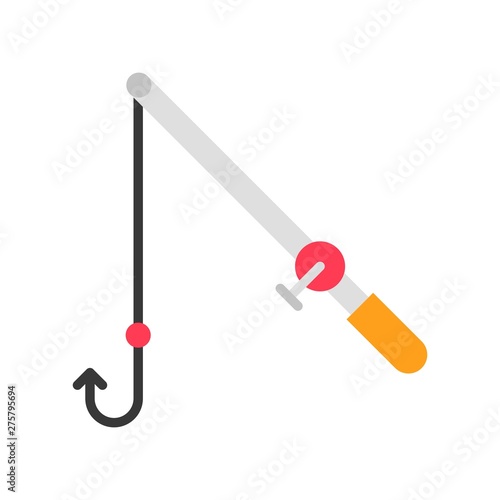 Fishing rod vector, Summer Holiday related flat icon