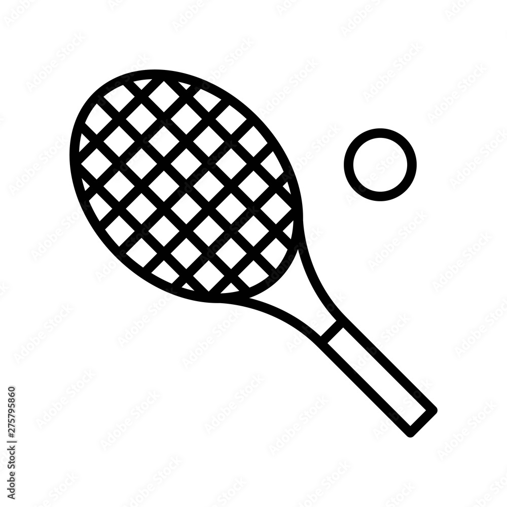 Tennis racket vector, Summer Holiday related line icon