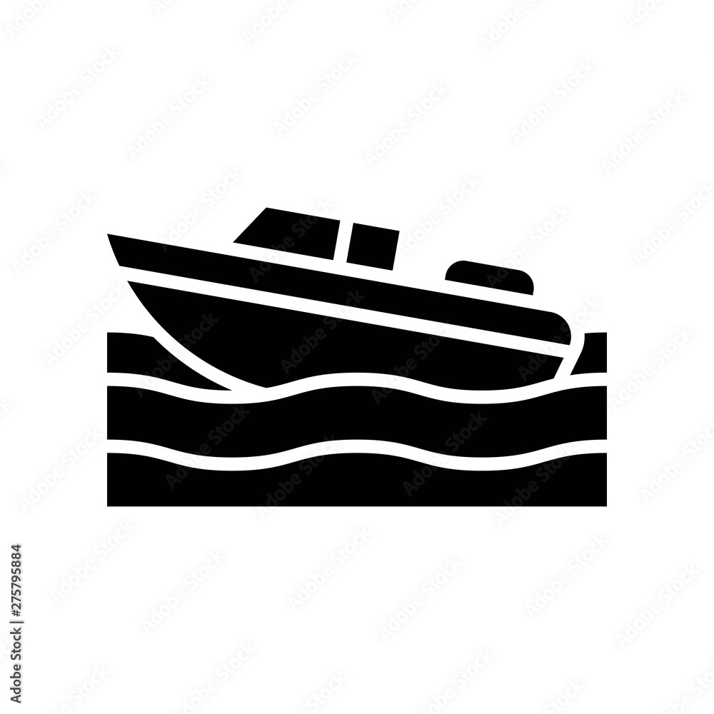Motorboat vector, Summer Holiday related solid icon