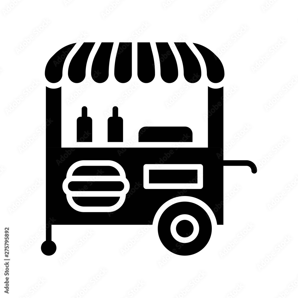 Food cart vector, Summer Holiday related solid icon Food cart vector, Summer Holiday related solid icon