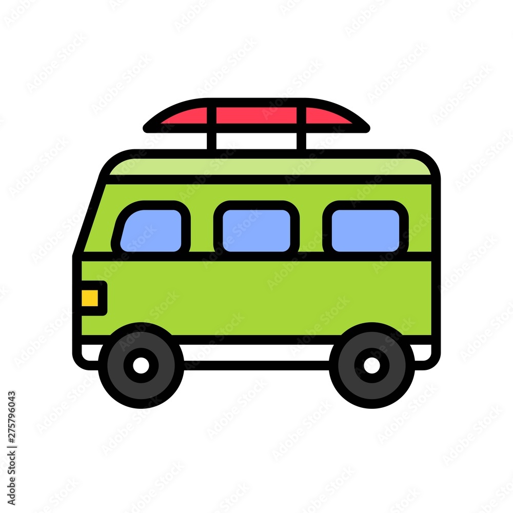 Surf van vector, Summer Holiday related filled icon