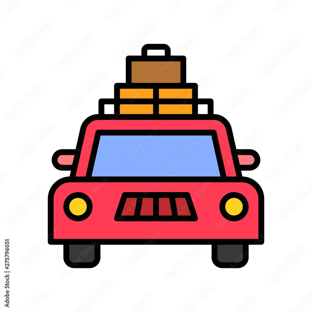 Travel car vector, Summer Holiday related filled icon