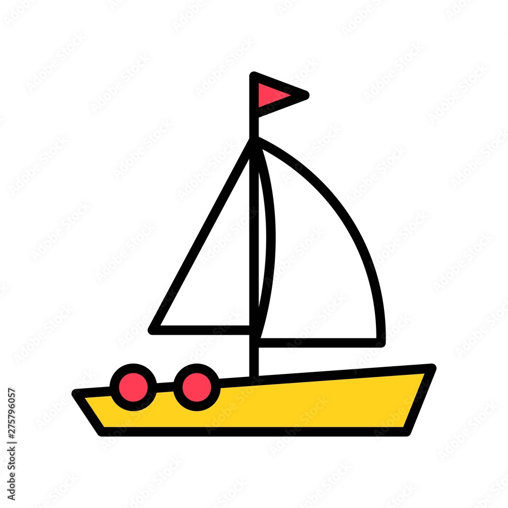 Sailboat vector, Summer Holiday related filled icon Sailboat vector, Summer Holiday related filled icon