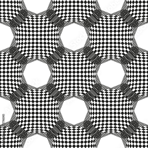 Abstract seamless geometric pattern with chess field and Hexagon Pattern. Vector Monochrome Background