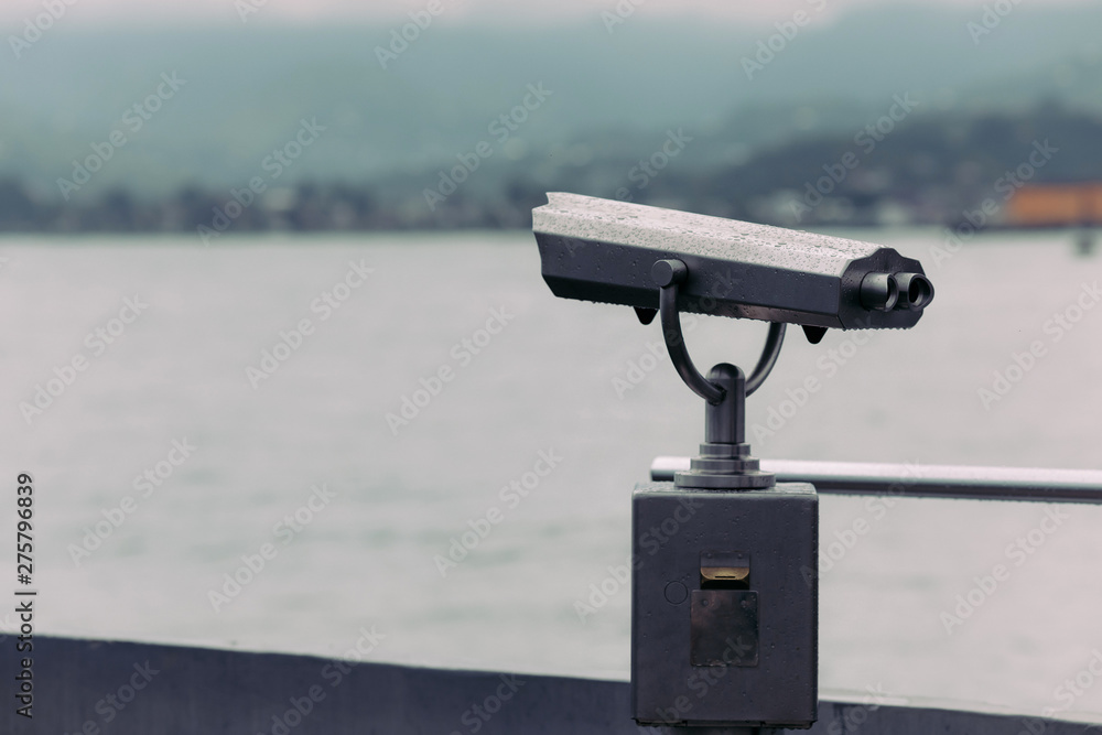coin operated binoculars with sea view, Close up coin operated binoculars with sea view, Close up