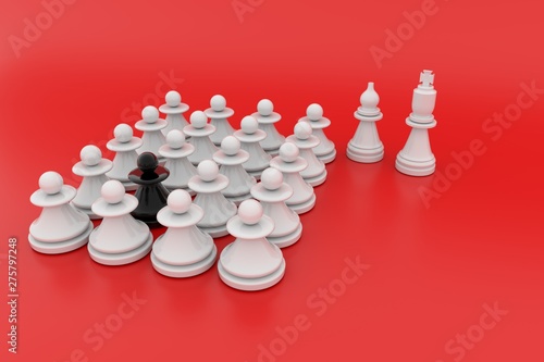 chess pieces on red background photo