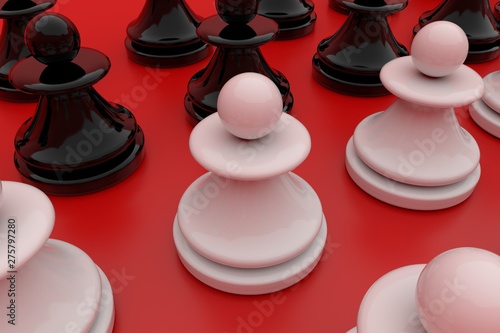 chess pieces on red background photo