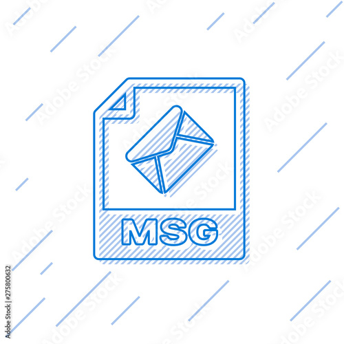 Blue MSG file document icon. Download msg button line icon isolated on white background. MSG file symbol. Vector Illustration