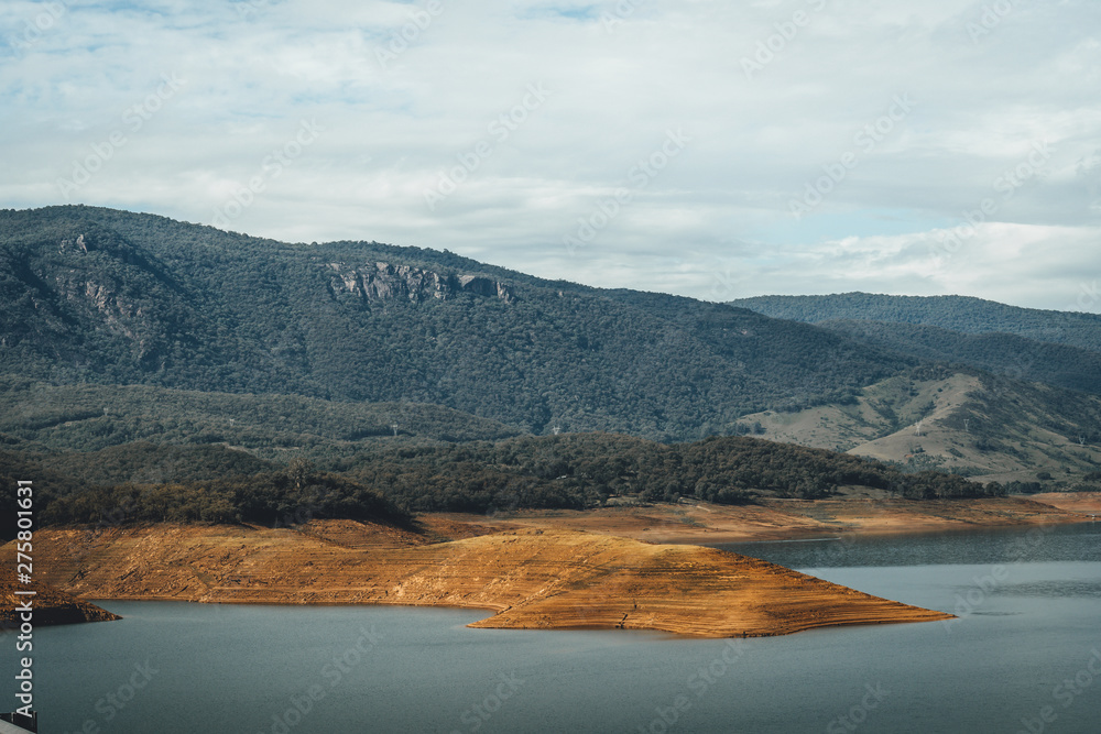 Landscape on a clear day at Blowering Reservoir/Dam near Tumut, Snowy Mountains, New South Wales