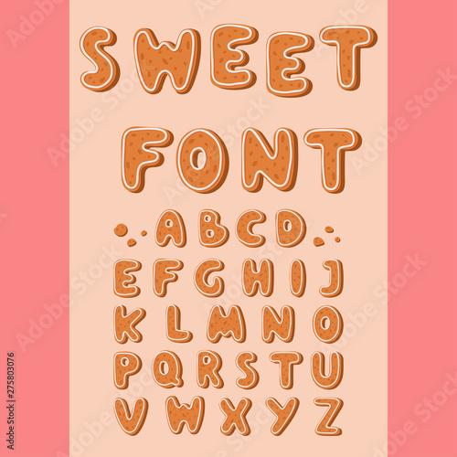 Gingerbread cookies alphabet holidays ginger cookie font text food biscuit xmas letter vector illustration