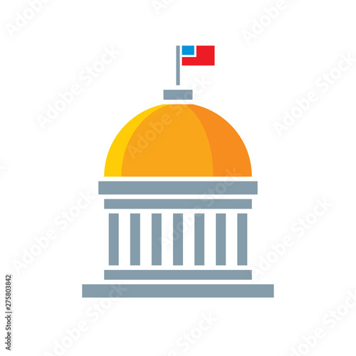 School building vector icon. University symbol. Government administration concept sign. Tower logo. Graphic design element. 