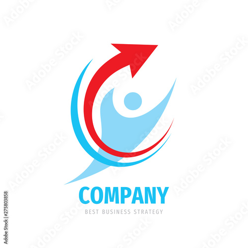 Free Download Business company strategy vector logo design. Stylized human silhouette with arrow. Progress sign.   - GFXLoad