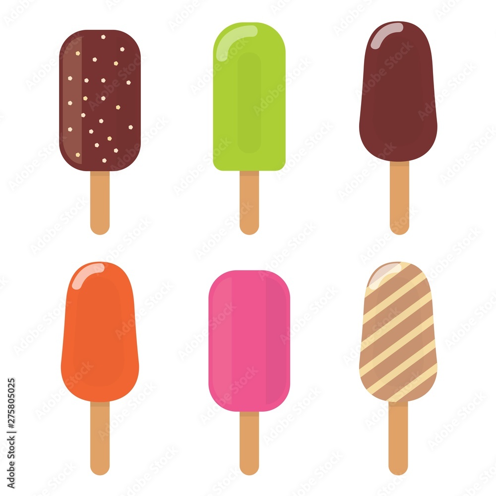 Colorful ice cream icons set. Collection of various ice creams isolated on white background. Vector illustration. Colorful ice cream icons set. Collection of various ice creams isolated on white background. Vector illustration.