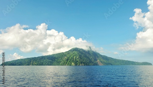 Tropical Island in The Sea Tambora Mountain Look At Satonda island