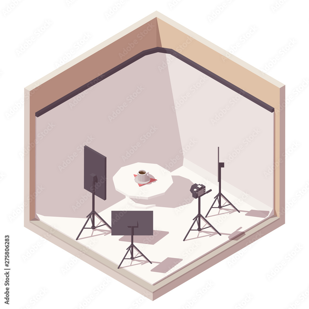 Vector isometric photographer studio icon. Illustration with white and ...