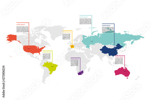 Fototapeta Naklejka Na Ścianę i Meble -  world map infographic, world map information