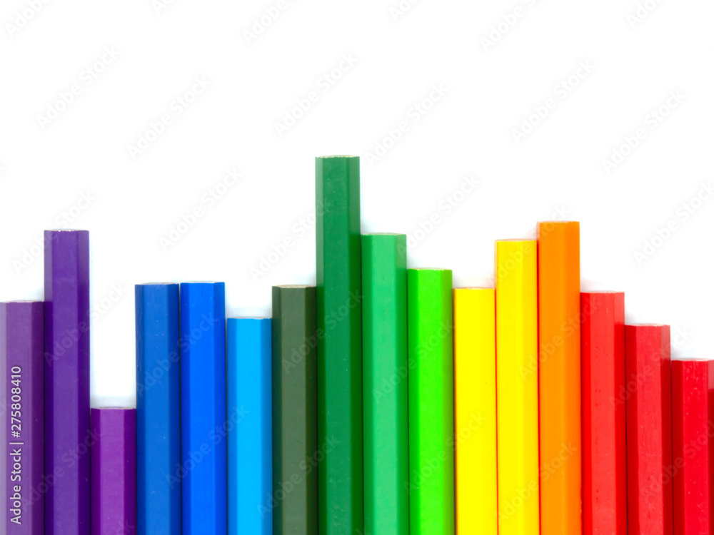 Color pencils isolated on white background with copy space for insert text. Color pencils isolated on white background with copy space for insert text.