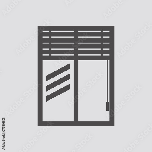 Window with jalousie icon in flat style.Vector illustration.