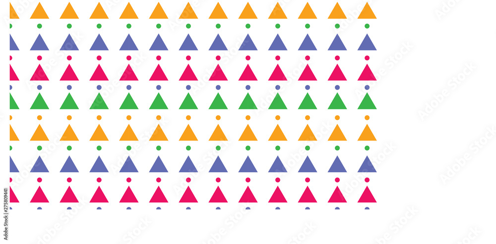 Seamless triangles and circles that are blue, red, green and bright yellow on a white background Repeat the vector surface. Seamless triangles and circles that are blue, red, green and bright yellow on a white background Repeat the vector surface.