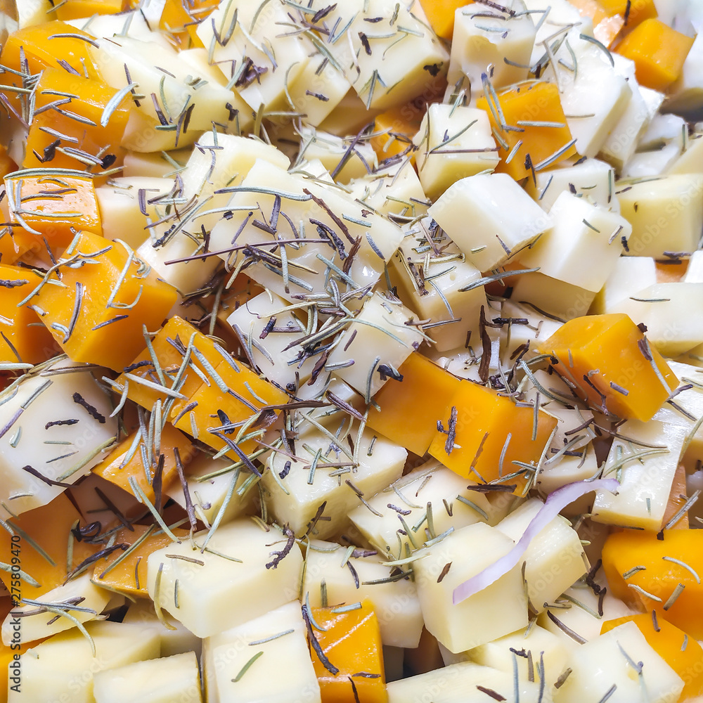 assorted cheese cubes salad