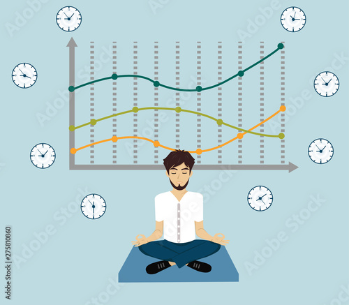 Vector of a man meditating