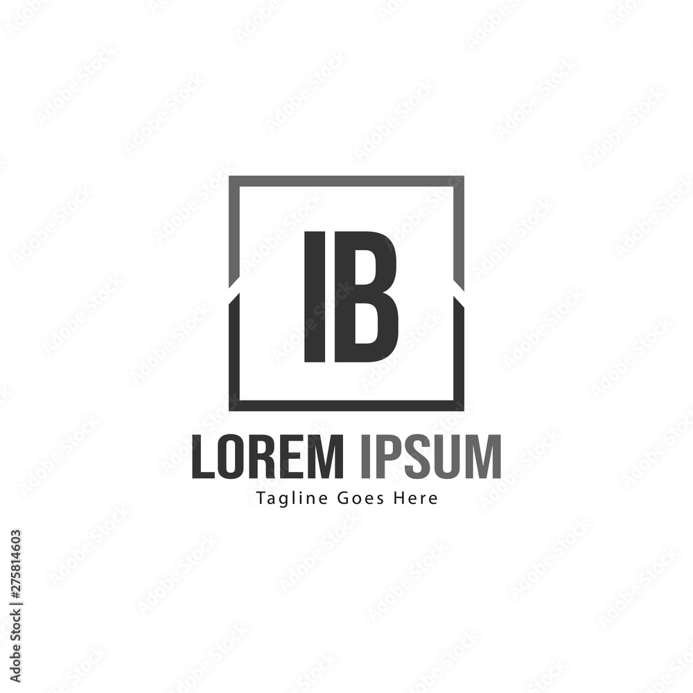 Initial IB logo template with modern frame. Minimalist IB letter logo vector illustration