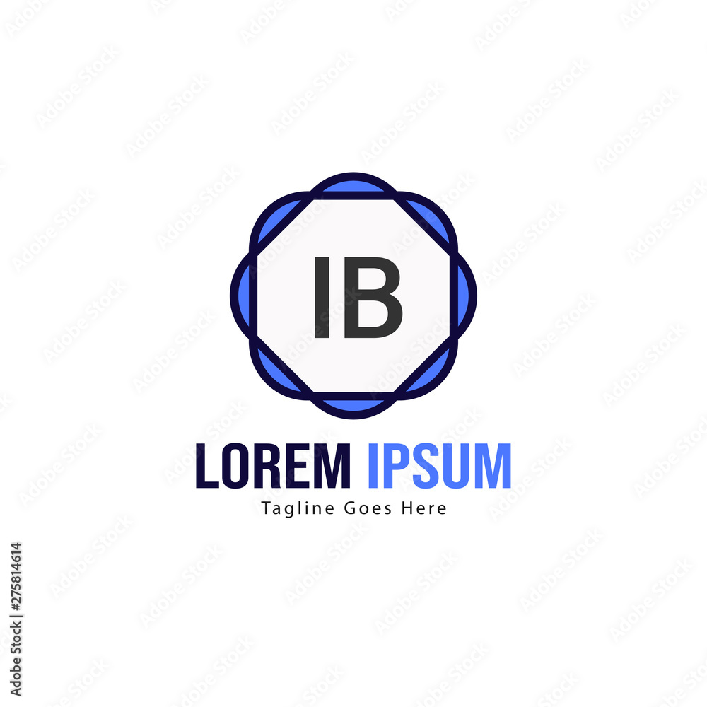 Initial IB logo template with modern frame. Minimalist IB letter logo vector illustration
