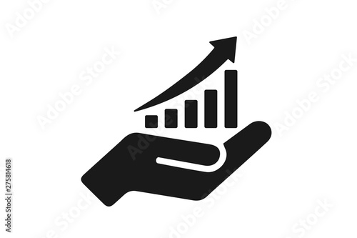 growing graph icon on hand