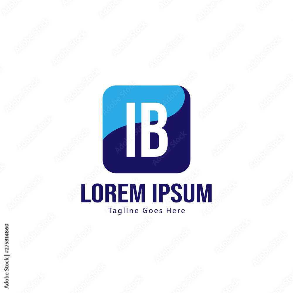Initial IB logo template with modern frame. Minimalist IB letter logo vector illustration