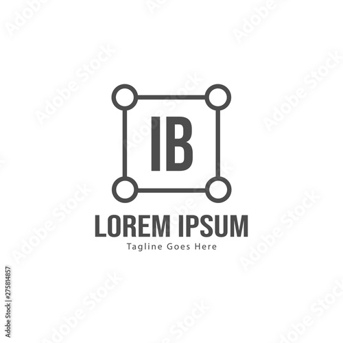 Initial IB logo template with modern frame. Minimalist IB letter logo vector illustration