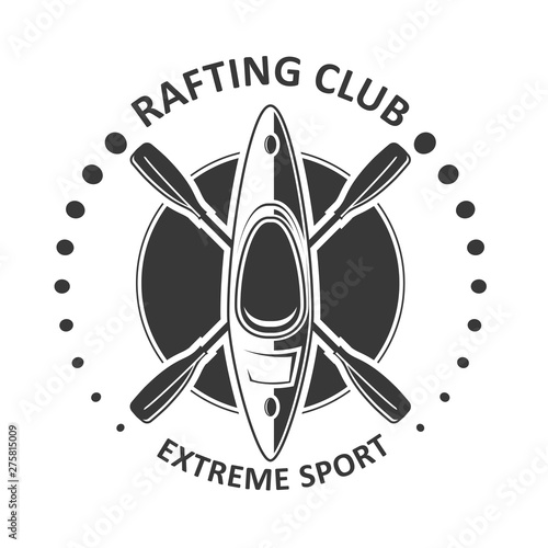 Rafting or kayaking club emblem - canoe, kayak icon