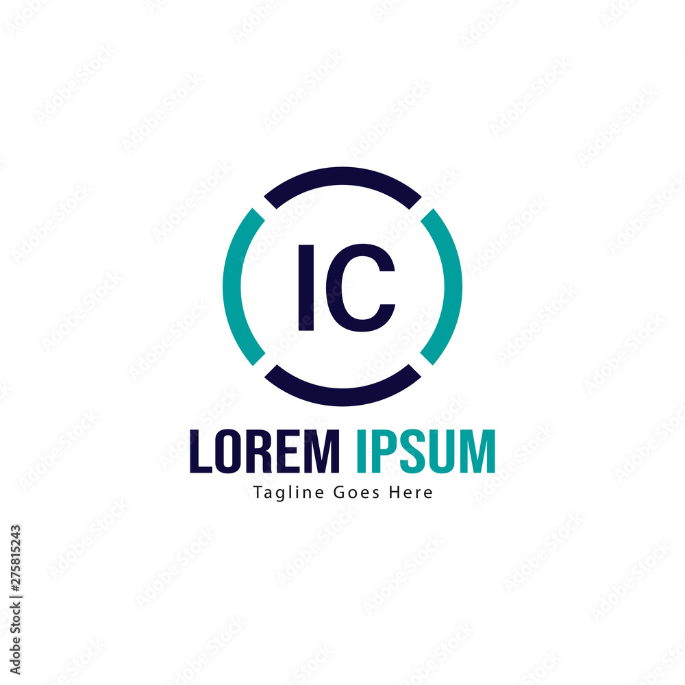 Initial IC logo template with modern frame. Minimalist IC letter logo vector illustration