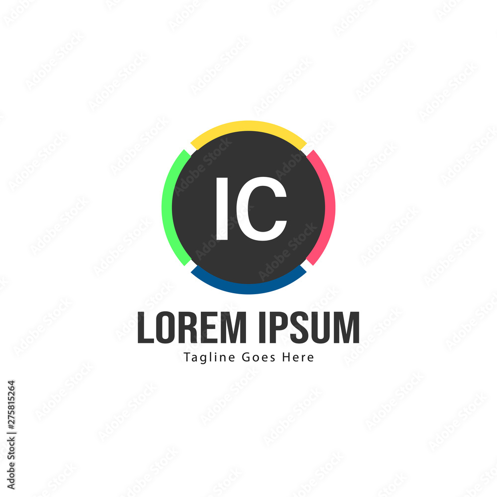 Initial IC logo template with modern frame. Minimalist IC letter logo vector illustration