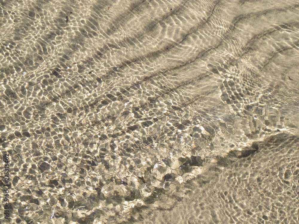 Kleine Wellen am Strand mit Lichtreflexen Kleine Wellen am Strand mit Lichtreflexen