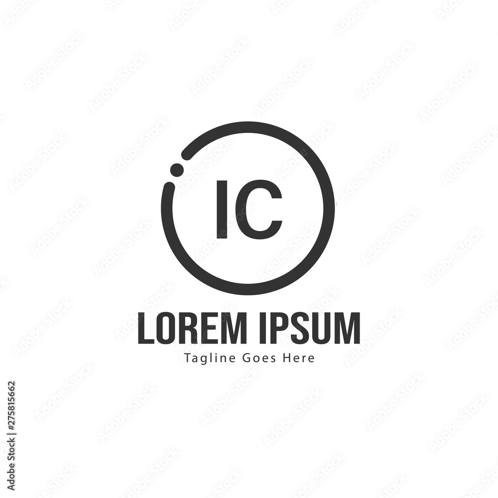 Initial IC logo template with modern frame. Minimalist IC letter logo vector illustration