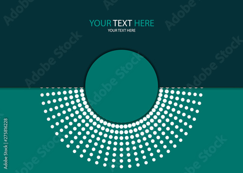 Abstract background circle frame halftone dots isolated on color background. Creative cover design template.