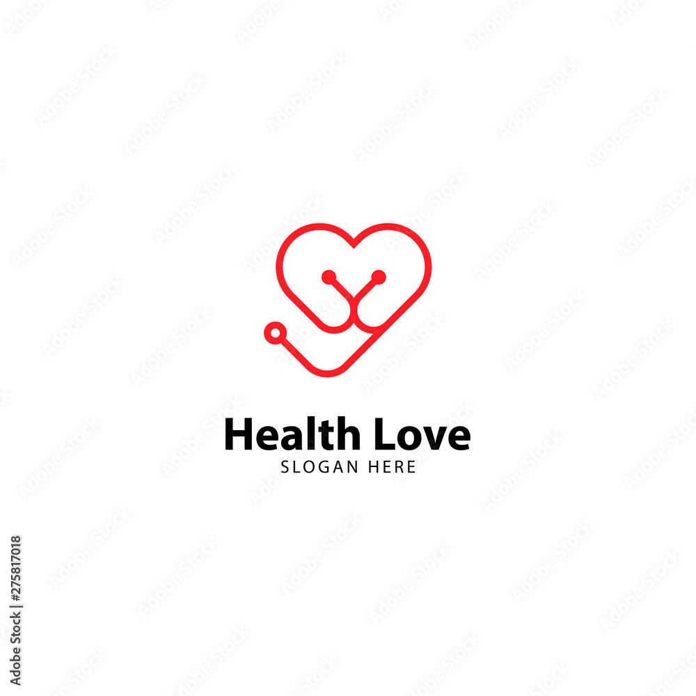 Health Love Logo Outline Monoline