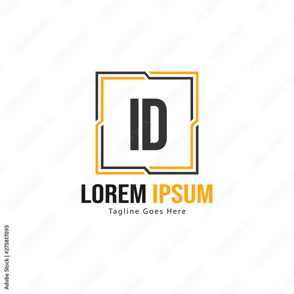 Initial ID logo template with modern frame. Minimalist ID letter logo vector illustration Initial ID logo template with modern frame. Minimalist ID letter logo vector illustration