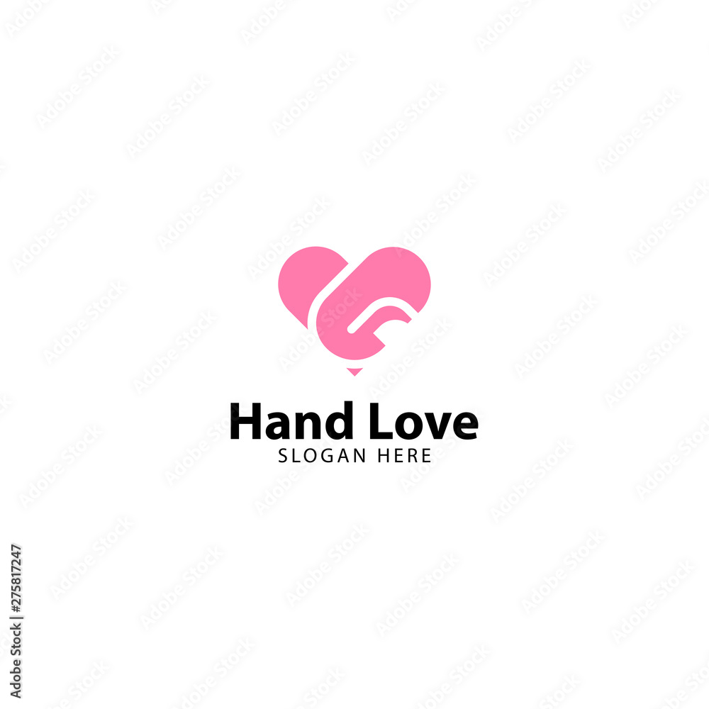 Hand Love Logo Design Vector